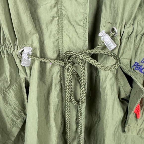 ROCKS & INDIGO Green Lightweight Trench Coat Embroidered Boho / Size Medium - Picture 9 of 16